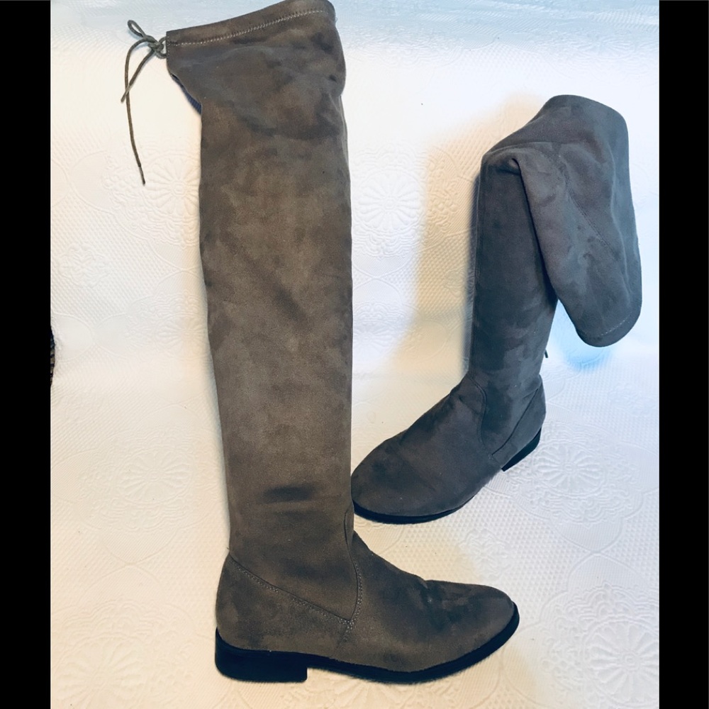 Atmosphere gray faux suede OTK boots